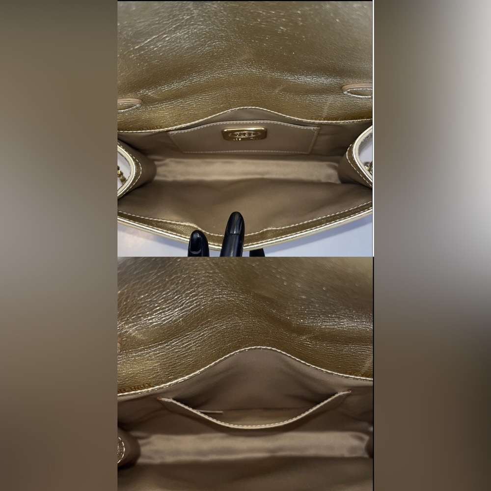 Authentic TOD’S ‘Signature’ Crossbody/Shoulder Bag ~ in Metallic Gold Leather - Picture 9 of 17